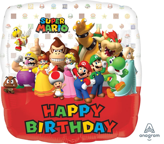 Super Mario Happy Birthday Mylar Balloon