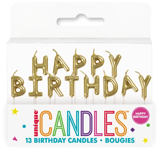 Happy Birthday Gold Pick Candles