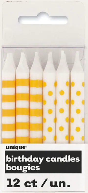 Yellow Stripe & Dot Candles